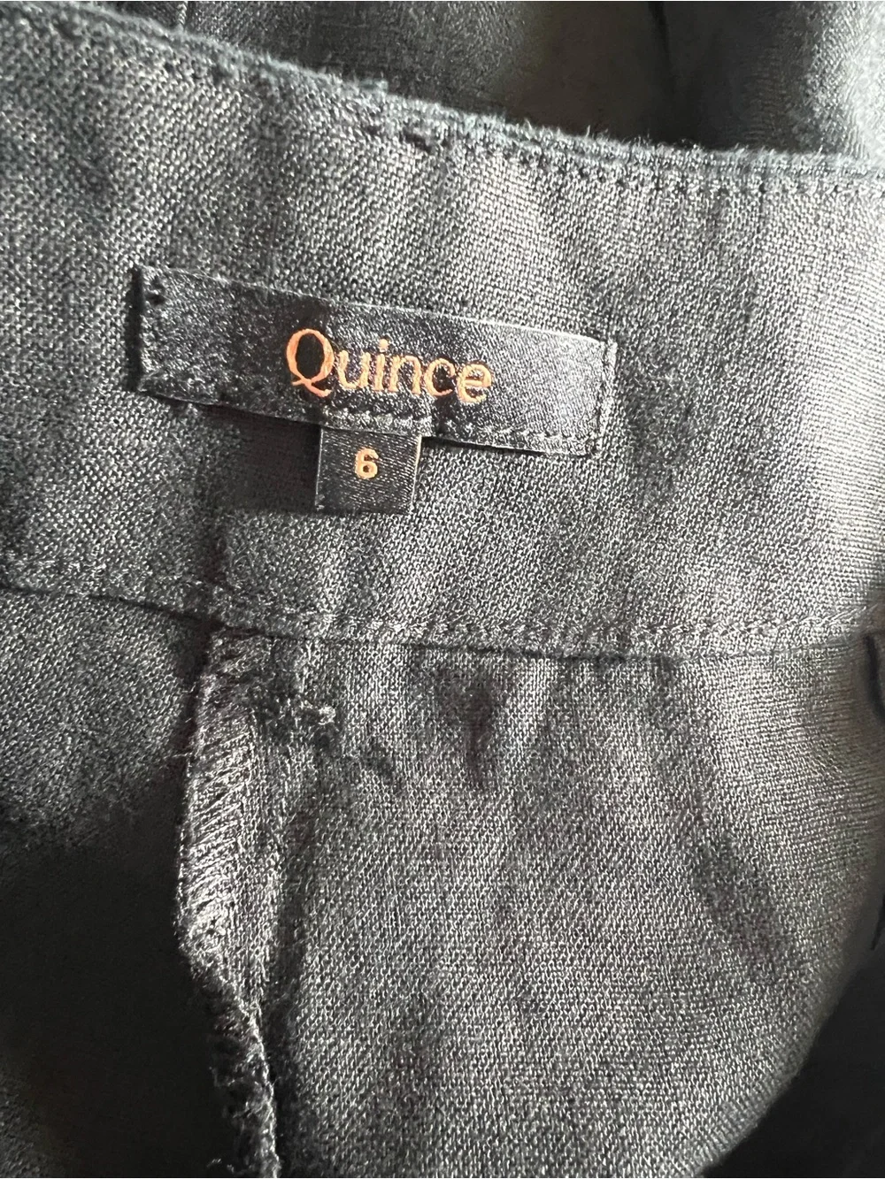 Quince 100% European Linen Patch Pocket Wide Leg Pants size 6 Black Minimal